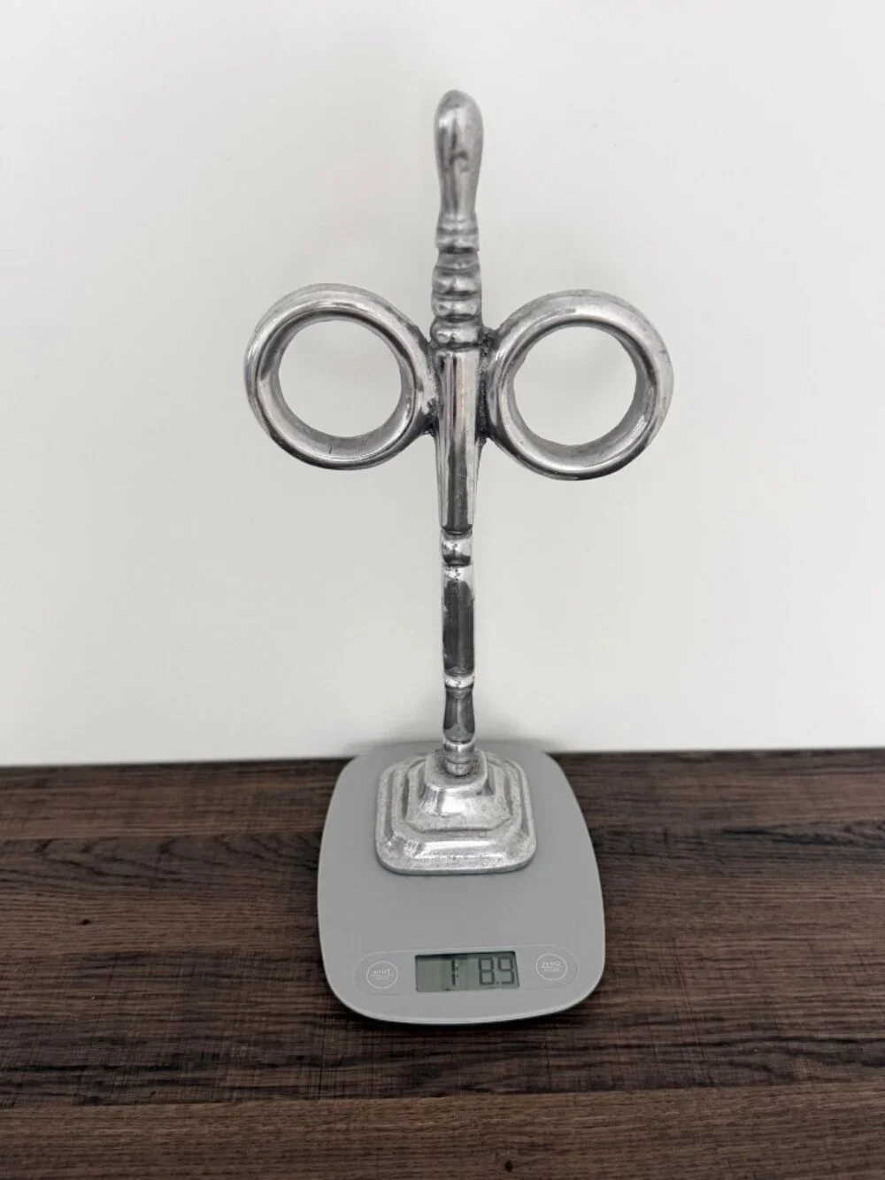 Vintage Scissor Shaped Freestanding Double Ring Towel Holder Cast Aluminum
